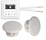 JUNG DAB+ - Radio digital y Bluetooth (radio) DABABTWW, color blanco brillante, juego completo + 2 altavoces de techo blanco (habitación húmeda/baño) + cable de altavoz de 20 m