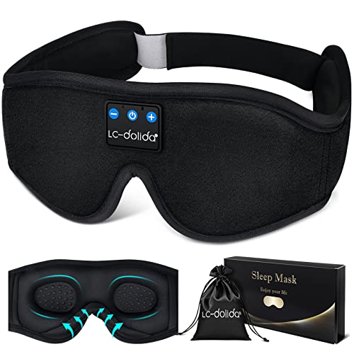 LC-dolida - Antifaz en 3D con auriculares Bluetooth inalámbricos para escuchar música y altavoces estéreo ultrafinos perfecto para dormir; ideal para las personas que duermen de lado