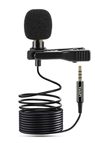 VoJoPi Microfono Solapa, Omnidireccional Lavalier Micrófono de Condensador, Microfono Movil para Podcast/Grabación Entrevista/Videoconferencia/Dicción de Voz/Movil