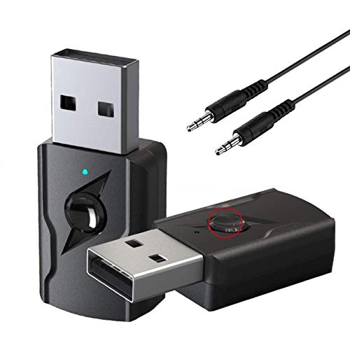 GeekerChip Receptor/Transmisor Bluetooth 5.0 USB,Transmisor Bluetooth TV,Adattatore Wireless Portatile per Casa/Auto/Laptop, Jack AUX-in 3,5mm Denoise HiFi Music