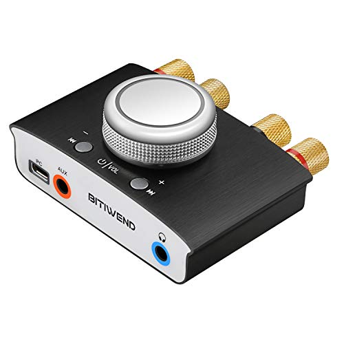 Mini Bluetooth Amplificador HiFi Audio Estéreo Inalámbrico Potencia 50W * 2 de Señal Digital de Doble Canal de Aluminio con Adaptador de Alimentación