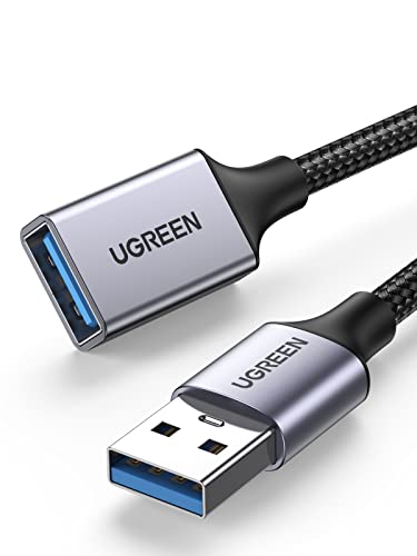 UGREEN Cable Alargador USB 3.0 Cable Extension USB Tipo A Macho a Hembra Extensor 5 Gbps para Ordernador, Disco Duro Externo, Impresora, Ratón, Teclado, Hub, Pendrive, Mando de PS3, VR Gafas, 1 Metro