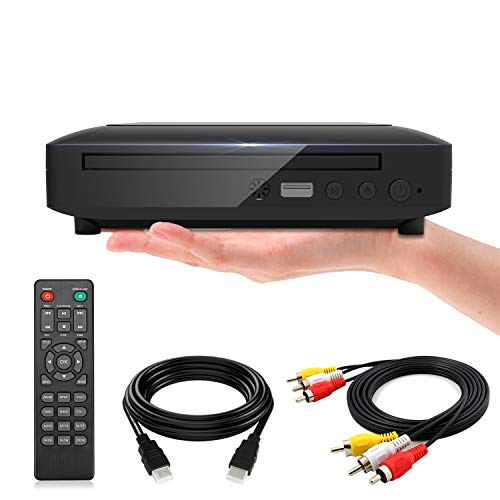 Ceihoit Mini Reproductor de DVD, Reproductor de CD/Disco para TV con Salida HDMI/AV, Cables HDMI/AV incluidos, HD 1080P Compatible con Sistema PAL/NTSC Incorporado Entrada USB