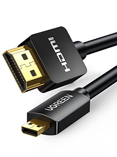 UGREEN Cable Micro HDMI a HDMI, 4K Alta Velocidad Adaptador Micro HDMI to HDMI Ethernet ARC 3D, Compatible con Hero 6 Black, Raspberry Pi4, Cámara, BQ Aquaris M10 M8, Sony Alpha A6000, TV, 2 Metros