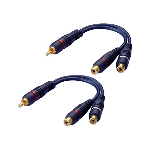 SIENOC 2X RCA Macho a Doble RCA Hembra de 15 cm de Cable de Audio (Azul Marino)
