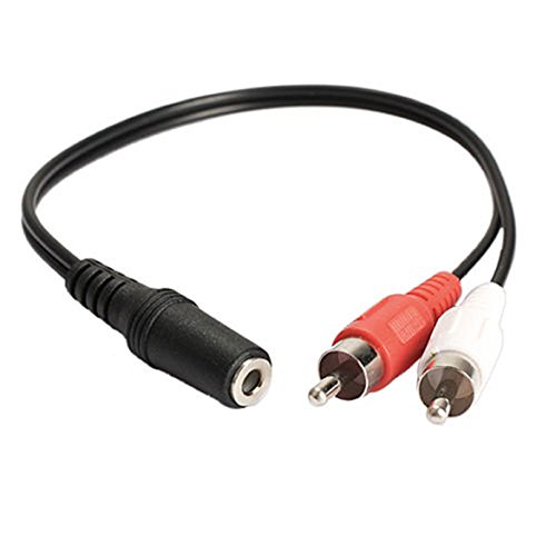 Cable separador en Y, de estéreo hembra de 3,5 mm a 2 clavijas RCA macho, audio auxiliar