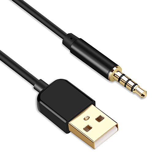 Cable Adaptador Jack 3.5 mm, AGPTEK Cable de Carga USB 2.0 de AUX Macho, 2 En 1 Cable de Transferencia y Carga para Reproductores MP3/Grabadores de Voz, (0.8M) Negro