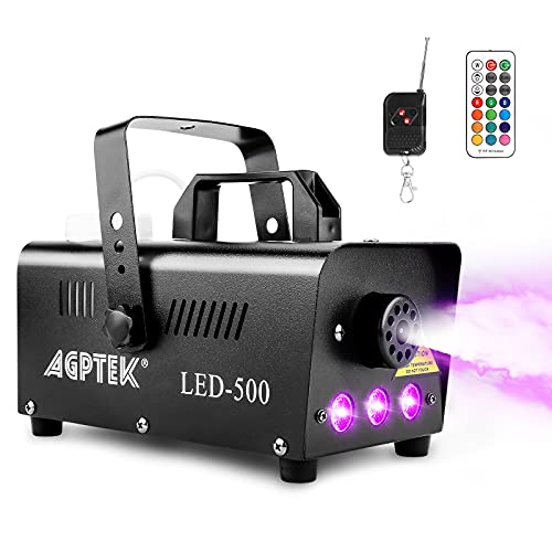 Máquina de humo, AGPtEK con 13 coloridas luces LED y efectos luminosos RGB, con 2 controles remotos con cable e inalámbricos, perfecto para bodas, Día de Brujas, Halloween y efectos de escenario