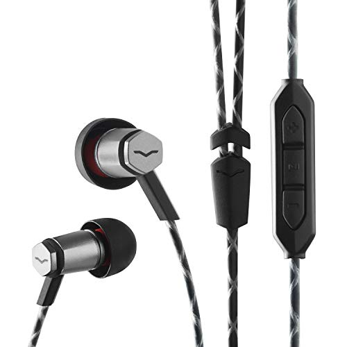 V-MODA Auriculares intraaurales, Forza Metallo con Mando de Tres Botones y micrófono, Dispositivos Apple, color Negro (Gunmetal Black)