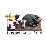 Imán para nevera de Pamplona España 3D San Fermín de resina, recuerdo de viaje, hecho a mano, decoración para el hogar y la cocina, colección de imanes para nevera