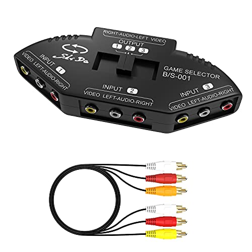 Rybozen Conmutador Selector de Audio Video RCA, Switch AV Compuesto para conectar 3 Dispositivos de señal RCA a 1 Monitor