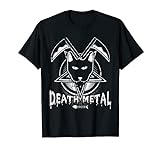 Death Metal Cat Hail Satan Kitten Black Heavy Rock Music Camiseta
