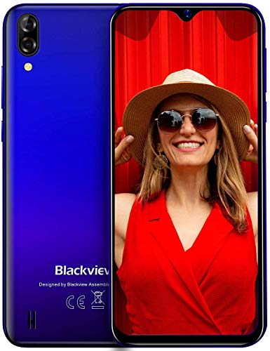 Blackview A60 Teléfono Móvil 2GB+16GB (128GB SD), Pantalla 6.1' (19.2:9) Water-Drop Screen Movil Barato, 13MP+2MP+5MP, 4080mAh Batería, Android 10 Smartphone Libre Dual SIM, GPS/WiFi/Hotspot-Azul