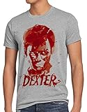 style3 Dexter reguero de Sangre Camiseta para Hombre T-Shirt Erie Asesinato Morgan, Talla:S, Color:Gris Brezo