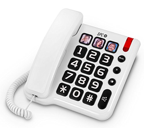 SPC Comfort Numbers teléfono Fijo con números Grandes y Tres Fotos con memorias directas Incluye Manos Libres