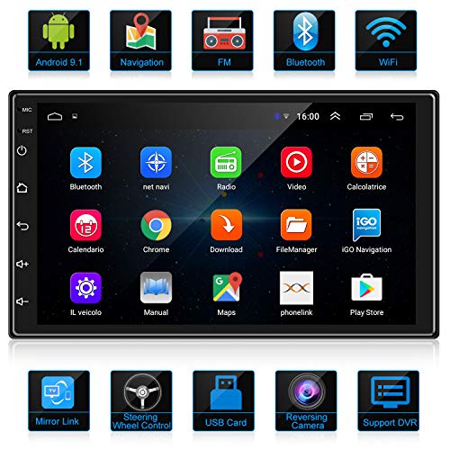 ANKEWAY 7 Pulgadas Android Radio de Coche 2 DIN, 1080P HD Pantalla Táctil Car Stereo+Llamadas Manos Libres Bluetooth+WiFi+Navegación GPS+Cámara de Visión Trasera+USB Doble+Reproductor de Internet