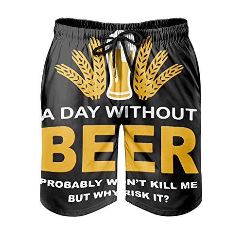 None Branded - Pantalones cortos de playa para hombre con texto en inglés 'A Day Without Beer Play', ultrasuaves, para deportes de playa Blanco blanco 4XL