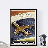 Nacnic Poster Vintage. Cartel Vintage de América. American Airlines. Tamaño A3 con Marco