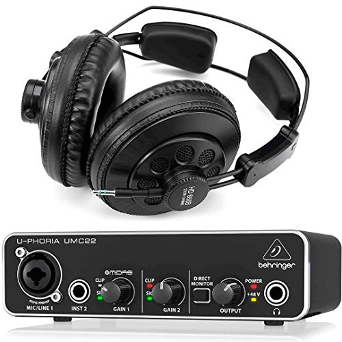 Behringer Interface Audio UMC22 U-Phoria + Auriculares Estudio Pro Superlux HD668B 256 Ohm