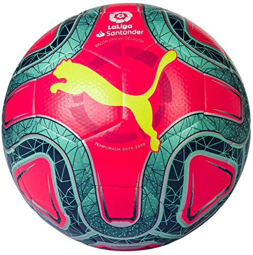 PUMA Laliga 1 Hybrid Balón de Fútbol, Unisex Adulto, Rosa (Pink Alert-Yellow Alert-Green Glimmer), 5