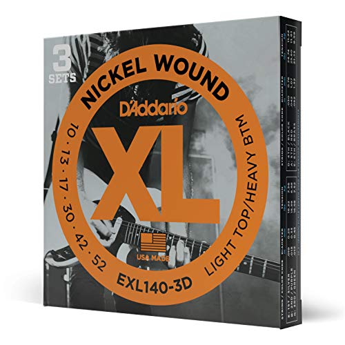 D'Addario EXL140-3D Light Top/Heavy Bottom 10-52 Nickel Wound Electric Guitar Strings (3 Sets)