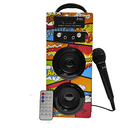 Biwond JoyBox Karaoke Altavoz 10W + Micrófono (Bluetooth, Mando IR AUX, Radio FM, Tarjeta SD, USB, Pantalla LED) – Comic