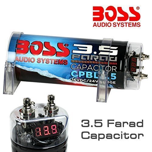Boss 1 Condensador Audio Systems CPBL3.5 Azul 3.5 faradios para Sistemas hasta 3500 rms 1 2 3 4 5 10 Capacitor con Encendido Remoto por Cable, 1 Pieza