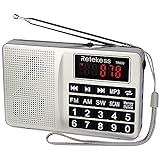 Retekess TR603 Radio Portátil, Radio FM Am SW con Reproductor de MP3, Altavoz, Entrada AUX, para Personas Mayores con Poca Visión