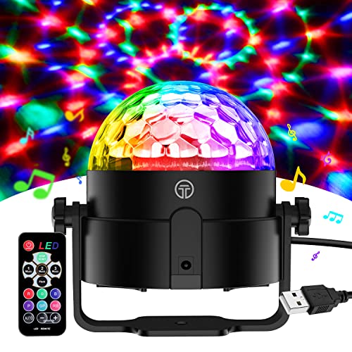 Luces Discoteca LED, 7 Colores RGB Luz Discoteca con Sonido Activado, 4M Cable USB, Rotación de 360 ° Bola Discoteca, Ideal para Cumpleaños, Discoteca, Fiesta, Bar, Navidad, Bodas
