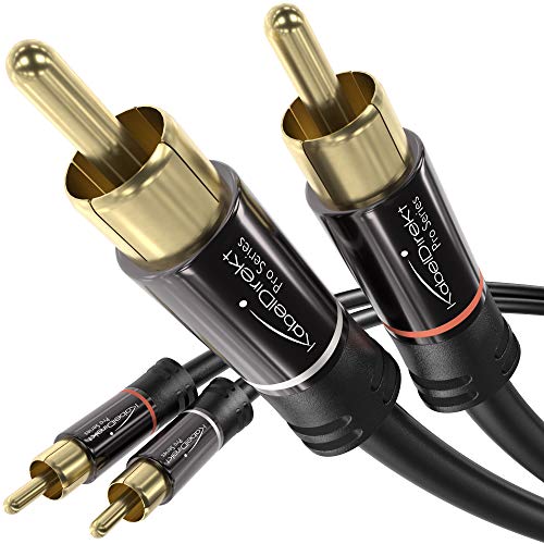KabelDirekt – 1,5m Cable RCA Coaxial (Audio Estéreo Digital, 2 Conector RCA Macho a 2 Conectores RCA Macho, Cable Subwoofer, para Cine en casa, Alta fidelidad), Pro Series