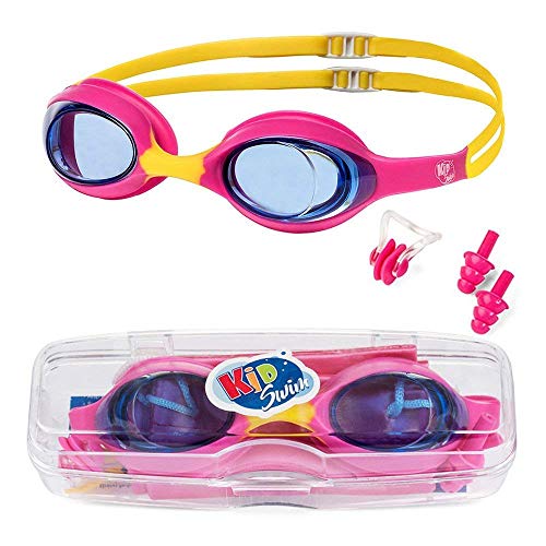 KidSwim - Gafas de natación para niños de 4 a 12 años, sin fugas, resistentes al agua, lentes antivaho y correa de silicona suave