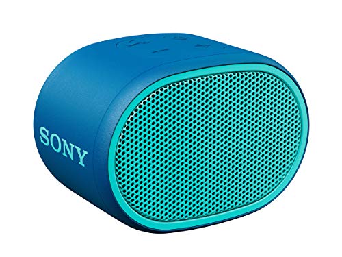 Sony SRSXB01L - Altavoz inalámbrico portátil (Compacto, Bluetooth, Extra Bass, 6h de batería, Resistente al Agua IPX5, Viene con Correa) Color Azul