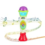 Twister.CK Kids Micrófono Juguete Cambiador de Voz, Juguetes de música para niños pequeños Micrófono - Grabar Reproductor con Sonajero Bebé con Luz Musical Karaoke Juguete de Navidad (Verde)