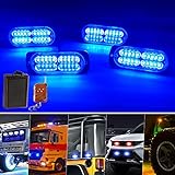 Yifengshun 4x20 LED Luces Policia Para Coche 18 Modos EstroboscóPicos Con Control Remoto InaláMbrico Azul Luz De Rejilla Para 12-24V AutomóViles Camiones LED Luz Estroboscopica