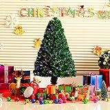 HOMCOM Árbol de Navidad 120cm Artificial Árboles de Abeto con Soporte Fibra Óptica Brillante Multicolor Ignífugo